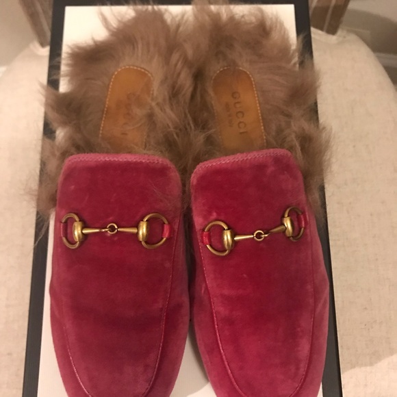 Gucci Princetown Velvet Mules w Fur; size 36.5 - Picture 4 of 8